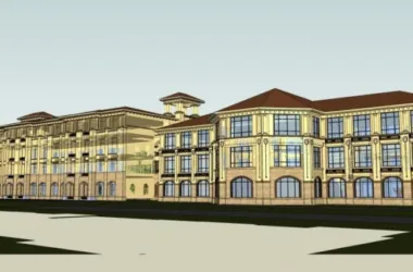 Classical Multi-Story School Campus Model in SketchUp-BIM WORLD