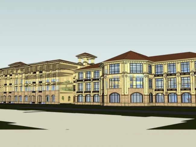 Classical Multi-Story School Campus Model in SketchUp