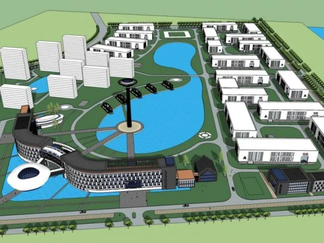 Sketchup Business Model | Multi story Business District, Modern Style