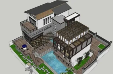 Modern Stacked Villa Design in SketchUp-BIM WORLD