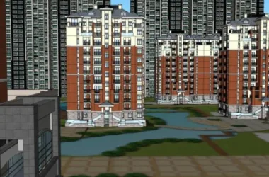 SketchUp Residential Model: Classical High-Rise Apartment Complex-BIM WORLD