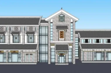SketchUp Business Model: Modern Chinese-Style Multi-Story Commercial Building-BIM WORLD