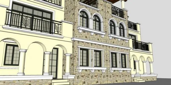 Sketchup Villa Model | Stacked Villa, Mediterranean Style, Classical Style