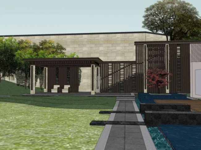 Sketchup Landscape Model | Courtyard Landscape, Garden Landscape, Courtyard Garden, Modern Style