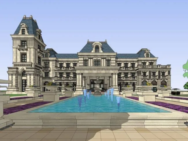Sketchup Business Model | Multi story Clubhouse, Classical Style