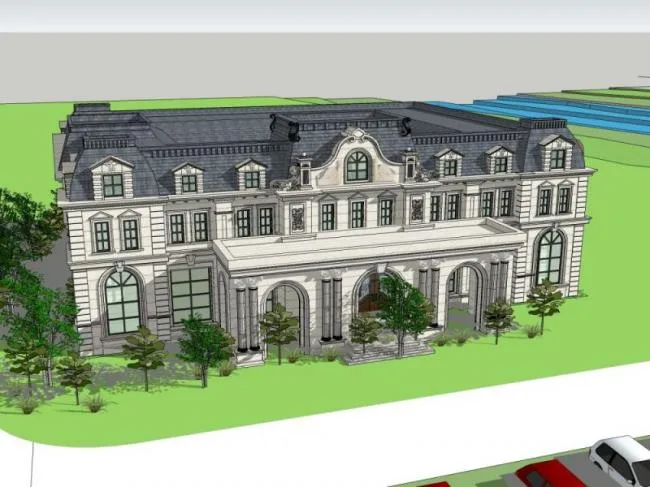 Sketchup Business Model | Low rise Sales Office Clubhouse, European Classical Style