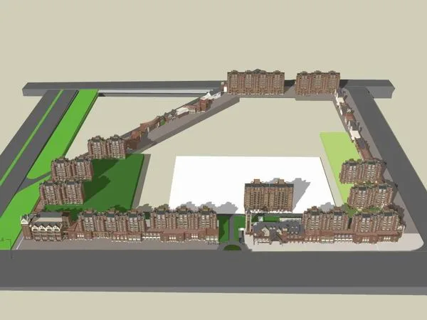 Sketchup Residential Model | Multi story Residential Complex (Including Clubhouse), Classical Style