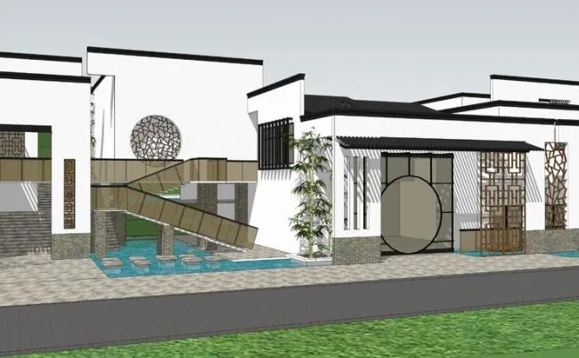 Sketchup Business Model | Multi story Mountain Commercial Architecture, New Chinese Style