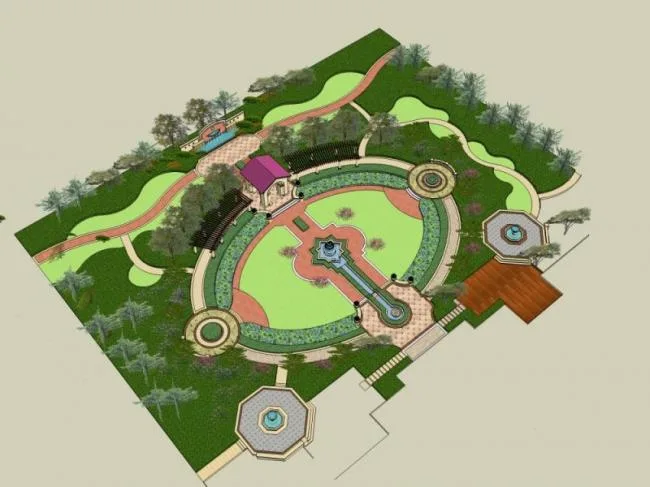 Sketchup Landscape Model | Square Landscape, European Style, Classical Style