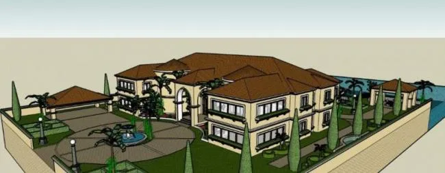 Sketchup Hotel Model | Garden Hotel, Classical Style