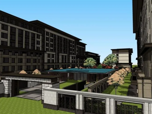 Sketchup Residential Model | Multi story Residence, Garden House, Classical Style, Residential Architecture