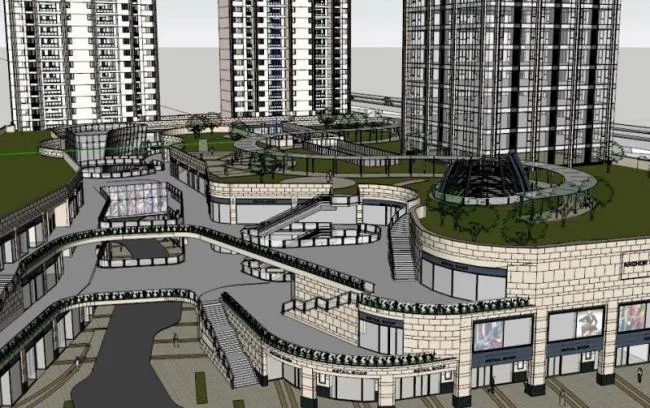 Sketchup Residential Model | High rise residential, ground floor commercial, residential building, classical style