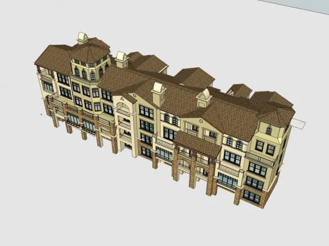 Sketchup Residential Model | Multi story Residential Complex, Classical Style