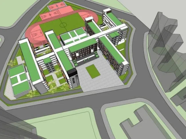 Sketchup School Model | Multi story Elementary School, Campus Educational Architecture, Modern Style
