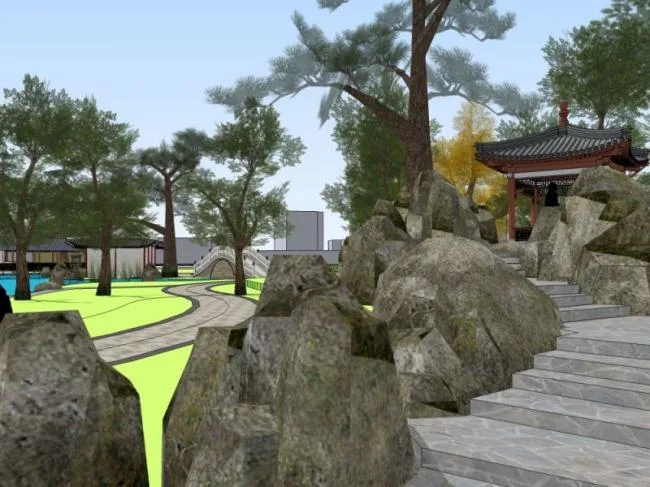 Sketchup Landscape Model | Park Landscape, Chinese Style