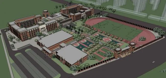 Sketchup School Model | Multi story Elementary School, Campus Educational Architecture, Classical Style