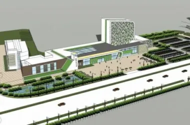 SketchUp Design: Station Road Bridge with Multi-Story Bus Station, High-Rise Office Tower, Hotel, and Modern Transit Hub-BIM WORLD