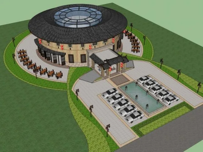 Sketchup Hotel Model | Low rise Hotel, Oriental Neoclassical