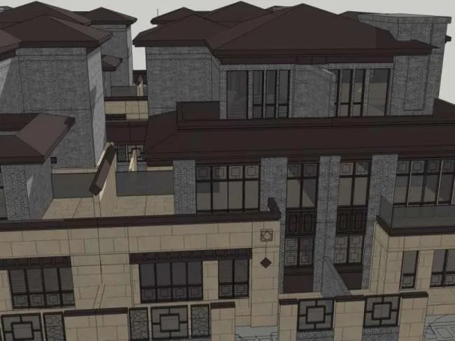 Modern Chinese Stacked Villa Model in SketchUp