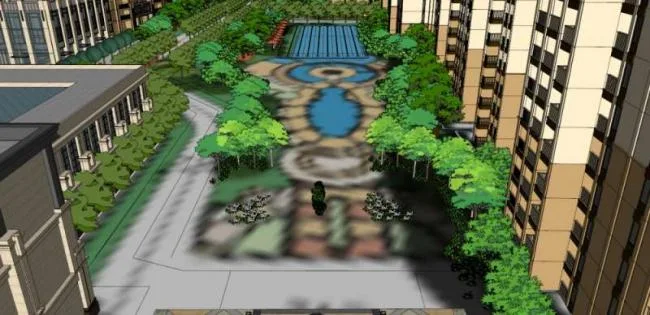 Sketchup Residential Model | Super high-rise residential, ground floor commercial, classical style