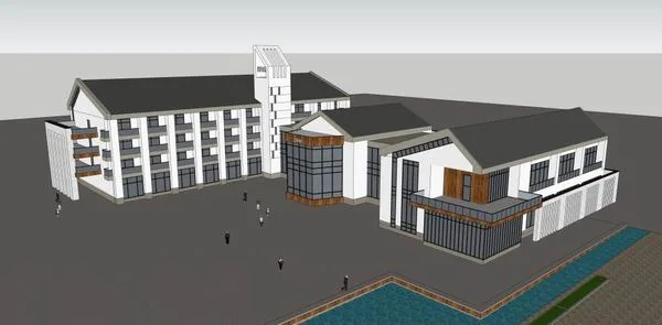 Multi-Story Chinese-Style Chapel | SketchUp Cultural Architecture Model