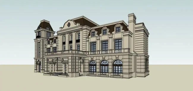 Sketchup Business Model | Multi story Business Club, French, Classical Style