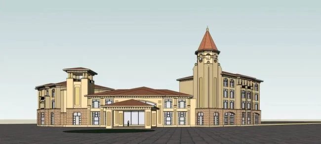 Sketchup Business Model | Multi story commercial club, Spanish style, classical style