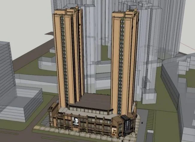 Sketchup Residential Model | High rise residential buildings, ground floor commercial buildings, residential buildings, classical style