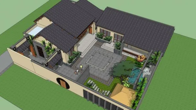 Sketchup Hotel Model | Multi story Homestay, Chinese Style