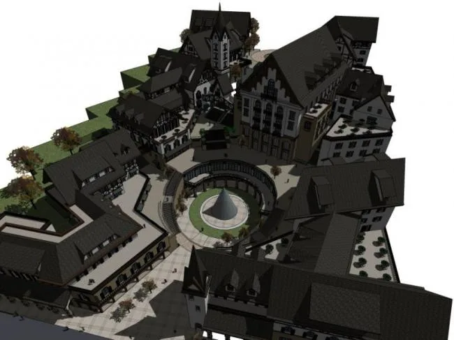 SketchUp Business Model: Multi-Story Classical Commercial Street Design