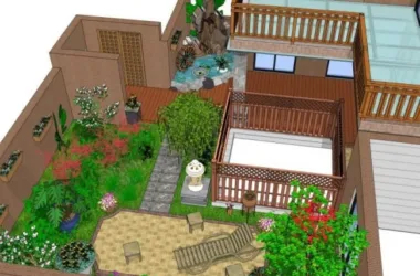 Chinese-Style Courtyard Garden Landscape Model in SketchUp-BIM WORLD