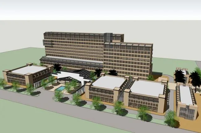 Modern High-Rise Hotel and Office Building Model in SketchUp