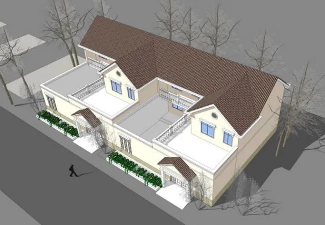 SketchUp Residential Designs: Multi-Story Homes, Rural Self-Built Houses, and Spanish-Classical Styles