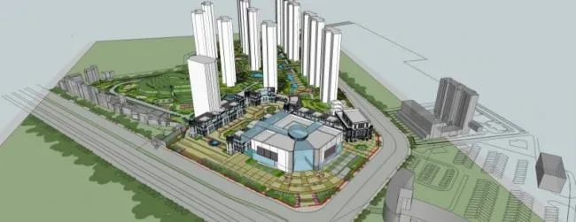 Sketchup Complex Model | Multi story Commercial Complex, Classical Style