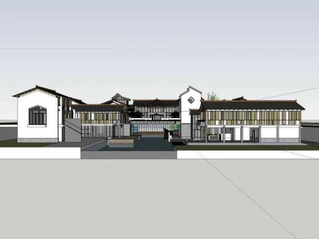 Sketchup Business Model | Southwest Folk Commercial Street Architectural Complex, Pedestrian Street, Chinese Style