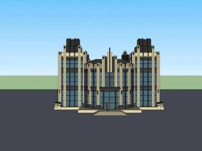 Sketchup Business Model | Multi story Commercial Club, Classical Style