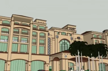 Spanish-Style Multi-Story Hotel Model in SketchUp-BIM WORLD