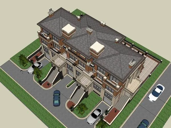 Sketchup Villa Model | Twin Villa, Classical Style