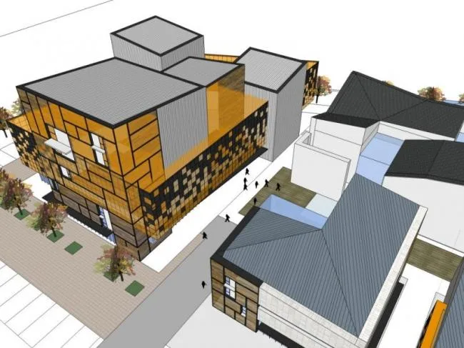 Sketchup Business Model | Multi story Commercial Street, Modern Style