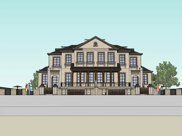 Classical Single-Family Villa Model in SketchUp