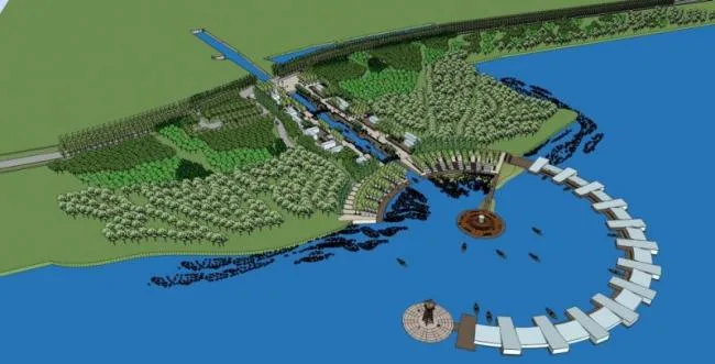 Sketchup Landscape Model | Riverside Landscape, Waterfront Landscape, Modern Style