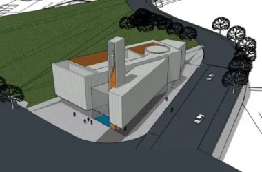 SketchUp Cultural Model: Modern Multi-Story Church Architecture-BIM WORLD