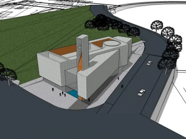SketchUp Cultural Model: Modern Multi-Story Church Architecture