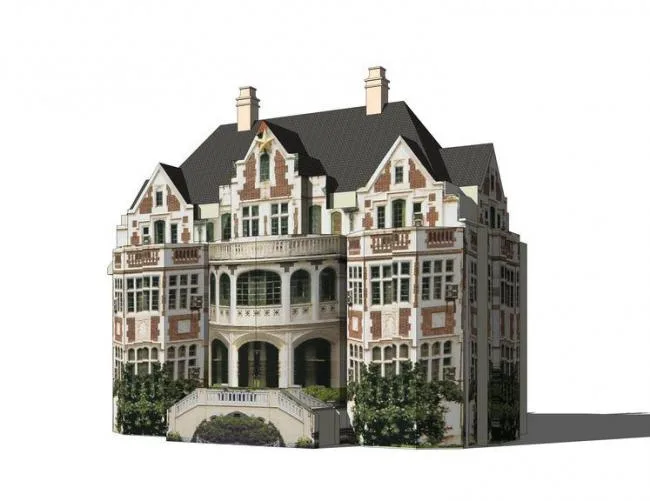European-Style Castle and Classical Stacked Villa Model in SketchUp