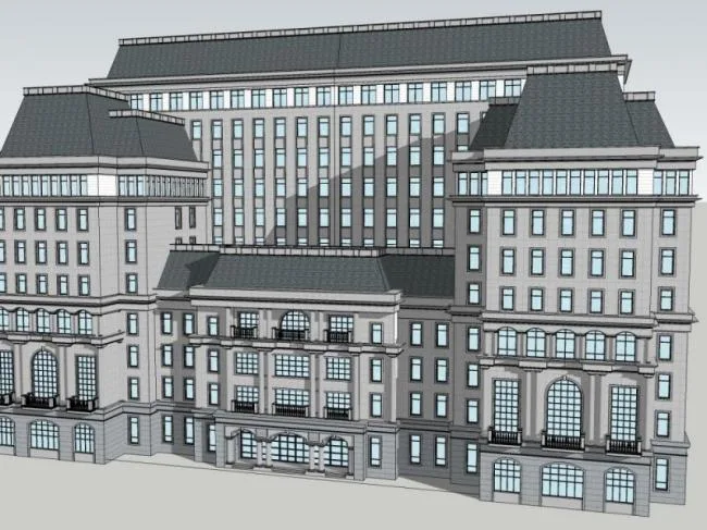 Sketchup Hotel Model | Multi story Office Hotel, Modern Style