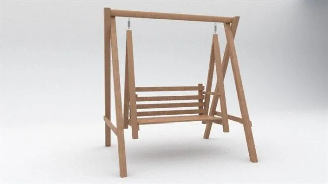 SketchUp Material Model: Wooden Swing Chair Component