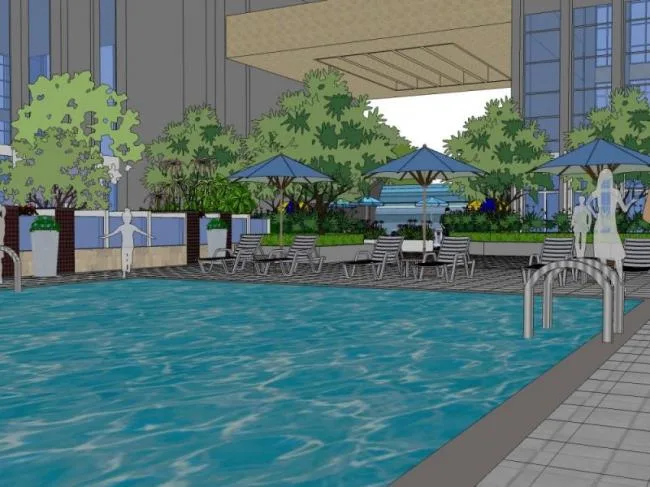 Sketchup Landscape Model | Roof Garden Landscape, Pool Landscape, Modern Style