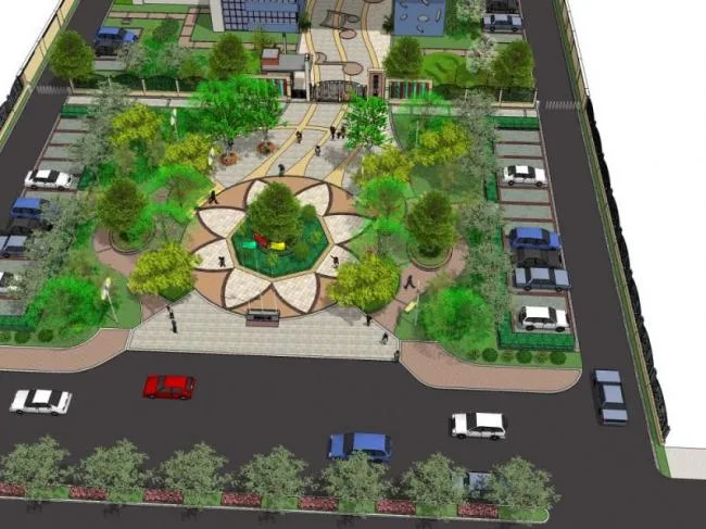 Sketchup Landscape Model | Campus Landscape, School Landscape, Kindergarten Landscape, Modern Style