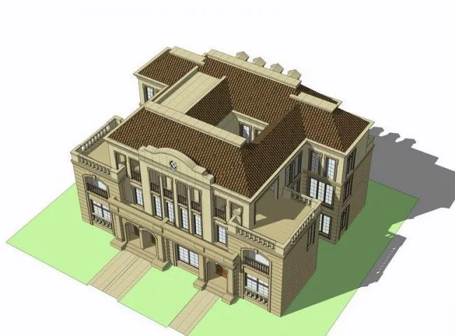 Sketchup Villa Model | Twin Villa, French Style, Classical Style