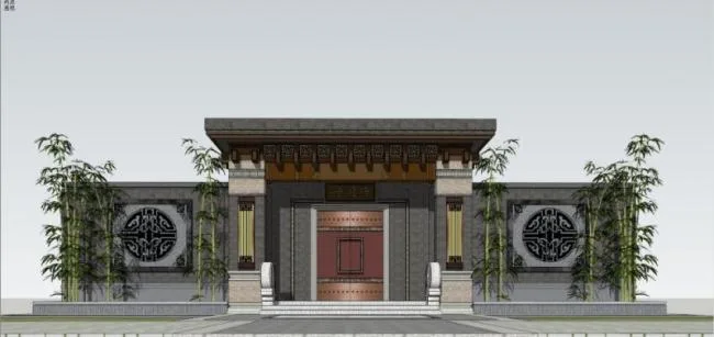 Chinese-Style Door Head Sketch Model in SketchUp